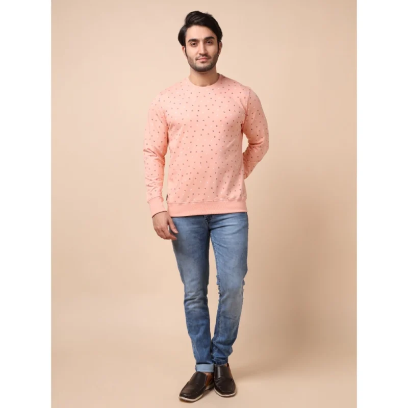 Generic Men's Casual Cotton Printed Round Neck Full Sleeve Sweat Shirt (Peach) - Image 7