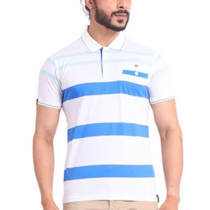 Generic Men's Casual Cotton Printed Polo Neck Half Sleeve T-Shirt (White)