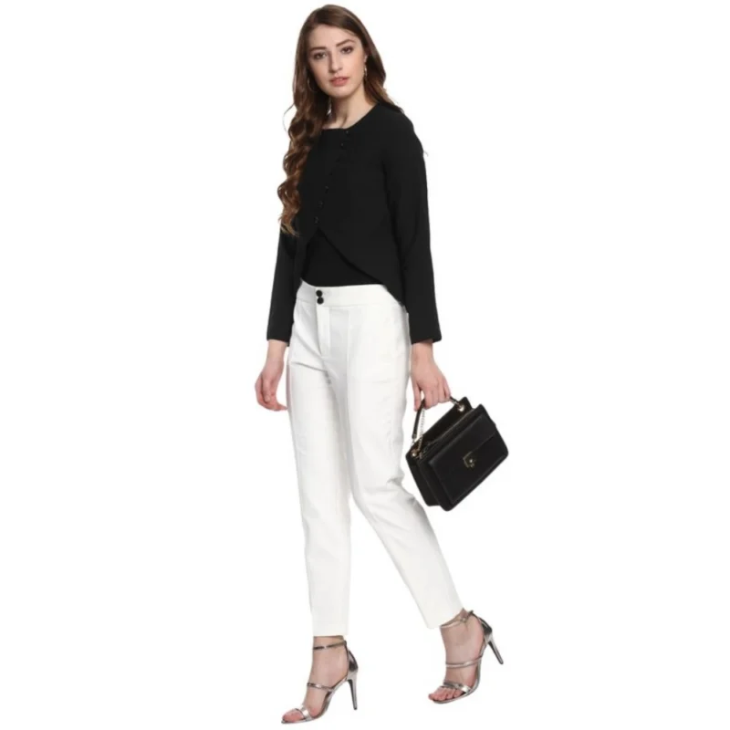 Generic Women's Polyester Diagonal Cut Long Sleeves Blazer (Black) - Image 6
