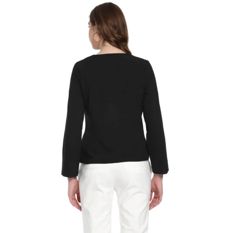 Generic Women's Polyester Diagonal Cut Long Sleeves Blazer (Black) - Image 7