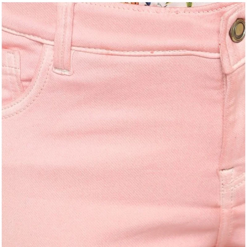 Generic Women's Denim Solid Buttoned Jeans (Pink) - Image 2