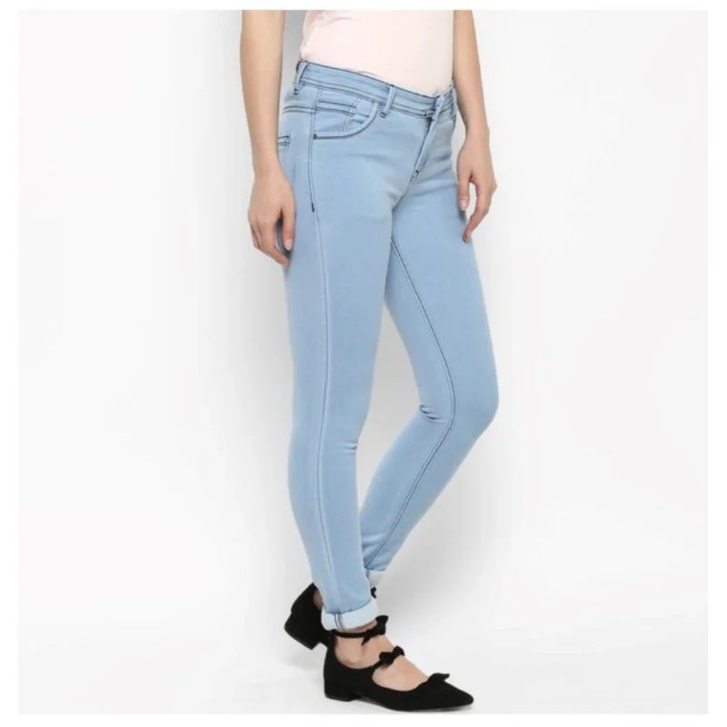 Generic Women's Denim Distressed Buttoned Jeans (Blue) - Image 5