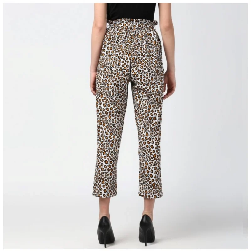 Generic Women's Polyester Animal Print Elasticated Trousers (White - Yellow) - Image 4