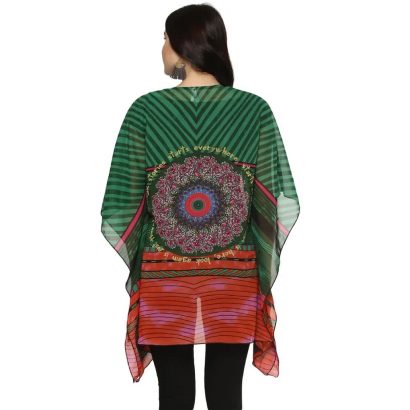 Generic Women's Polyester Printed Kaftan Sleeve Shrug (Green - Multicolor) - Image 6