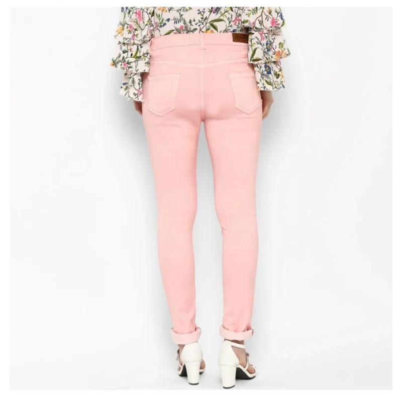 Generic Women's Denim Solid Buttoned Jeans (Pink) - Image 7
