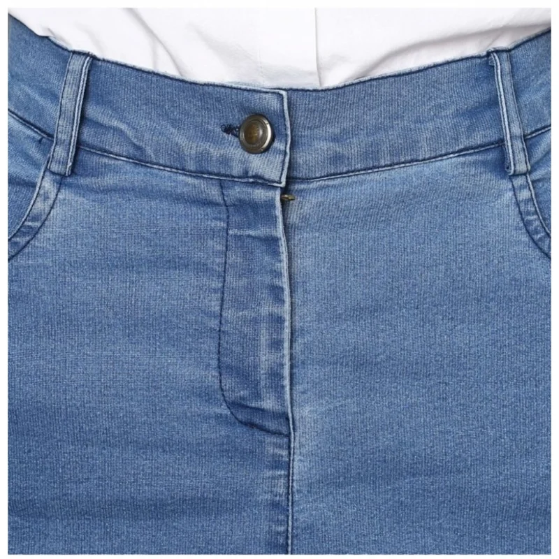 Generic Women's Denim Washed Buttoned Skirt (Blue) - Image 2