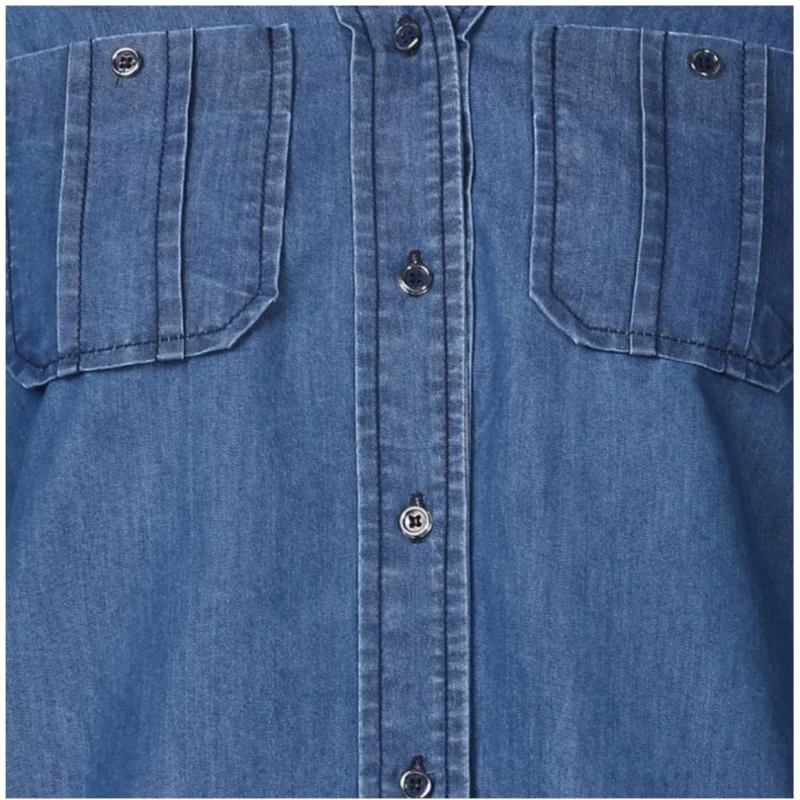 Generic Women's Denim Solid Long Sleeves Top (Blue) - Image 2