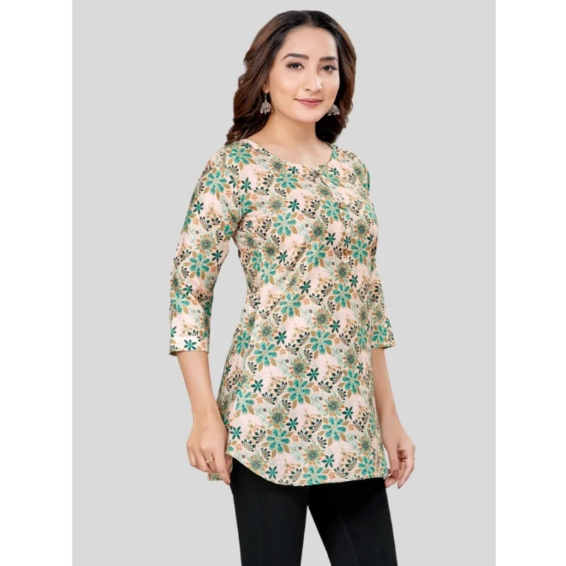 Generic Women's Cotton Blend Round Neck 3/4 Sleeves Short Top (Multicolor) - Image 5