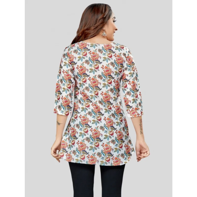 Generic Women's Cotton Blend Round Neck 3/4 Sleeves Short Top (Multicolor) - Image 6