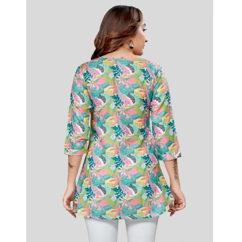 Generic Women's Cotton Blend Round Neck 3/4 Sleeves Short Top (Multicolor) - Image 6
