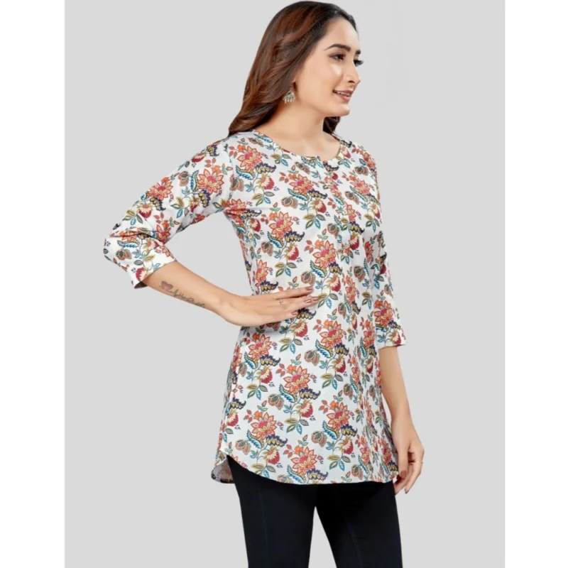 Generic Women's Cotton Blend Round Neck 3/4 Sleeves Short Top (Multicolor) - Image 5