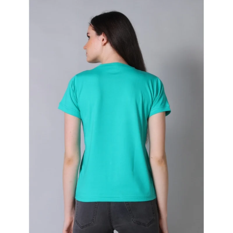 Generic Women's Cotton Blended Solid Round Neck Half Sleeve T-Shirt (Green) - Image 4