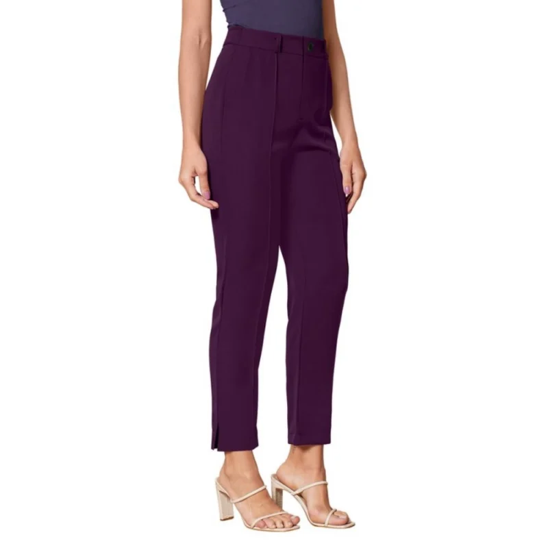 Generic Women's Polyester Solid With Pocket Pant (Wine) - Image 5