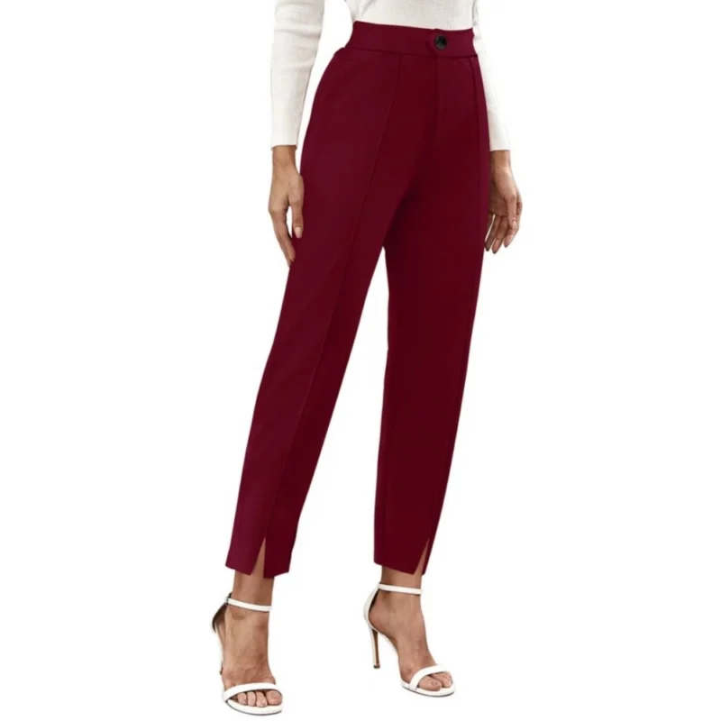 Generic Women's Polyester Solid With Pocket Pant (Maroon) - Image 5