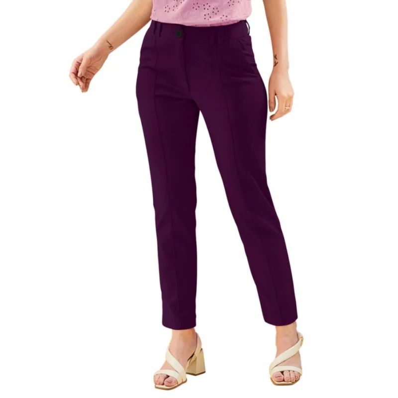 Generic Women's Polyester Solid With Pocket Pant (Wine) - Image 4