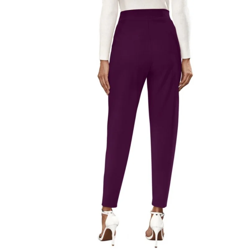 Generic Women's Polyester Solid With Pocket Pant (Wine) - Image 3