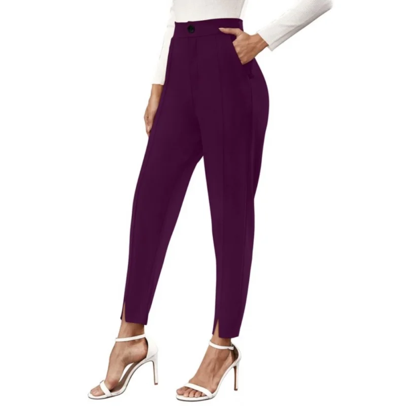 Generic Women's Polyester Solid With Pocket Pant (Wine) - Image 6