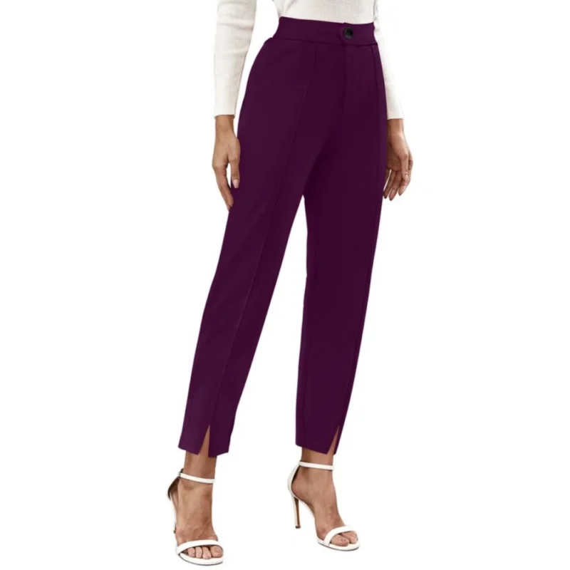 Generic Women's Polyester Solid With Pocket Pant (Wine) - Image 5