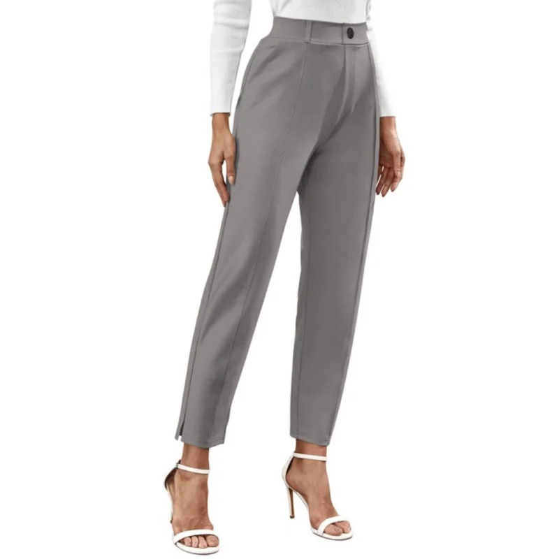 Generic Women's Polyester Solid With Pocket Pant (Grey) - Image 5