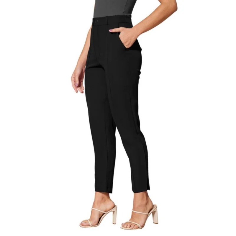 Generic Women's Polyester Solid With Pocket Pant (Black) - Image 3
