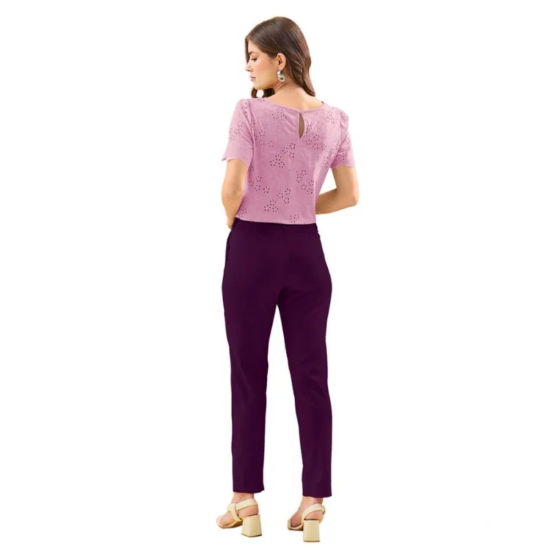 Generic Women's Polyester Solid With Pocket Pant (Wine) - Image 2