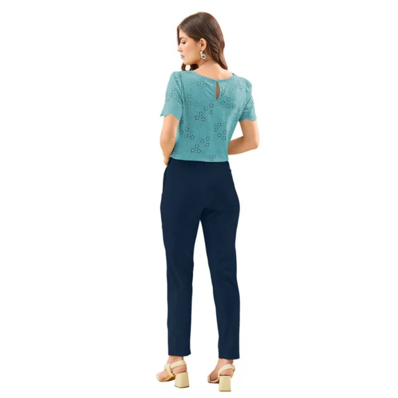 Generic Women's Polyester Solid With Pocket Pant (Blue) - Image 3