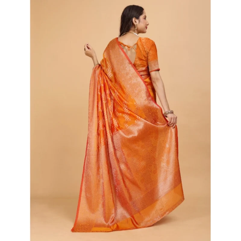 Generic Women's Organza Woven Saree With Unstitched Blouse (Green, 5.5Mtrs) - Image 3