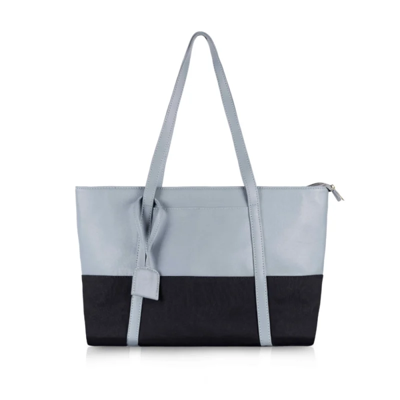 Generic Women's Faux Leather Large Shoulder Zipper Handbag (Light Blue)