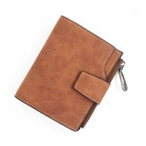 Generic Women's Vegan Leather Small Zipper Wallet (Brown )