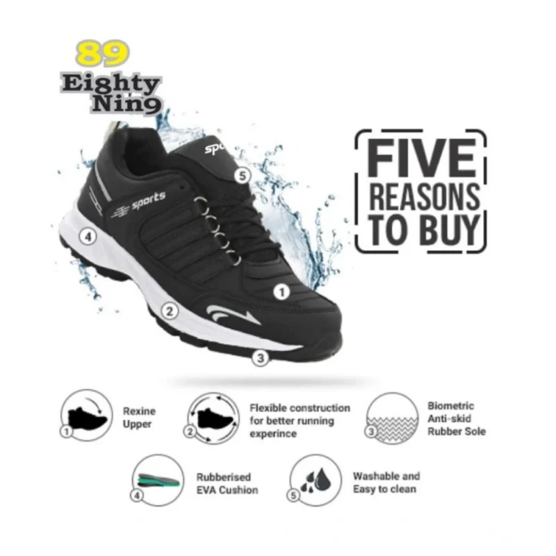 Generic Men's Casual Synthetic Leather Lace-Up Shoes (Black) - Image 3