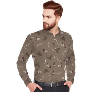 Generic Men's Casual Viscose Rayon Printed Full Sleeve Collar Shirt (Multicolor)