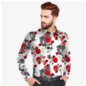 Generic Men's Casual Viscose Rayon Printed Full Sleeve Collar Shirt (Multicolor)