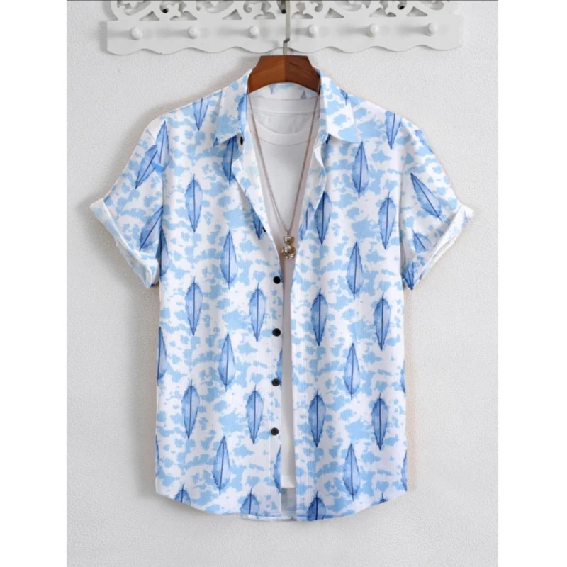 Generic Men's Popcon Lycra Printed Half Sleeve Shirt (Blue)