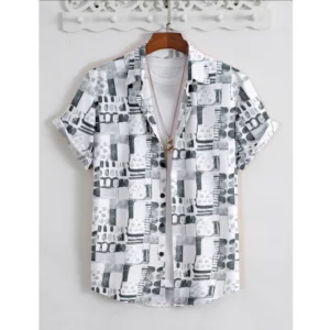 Generic Men's Popcon Lycra Printed Half Sleeve Shirt (Black)