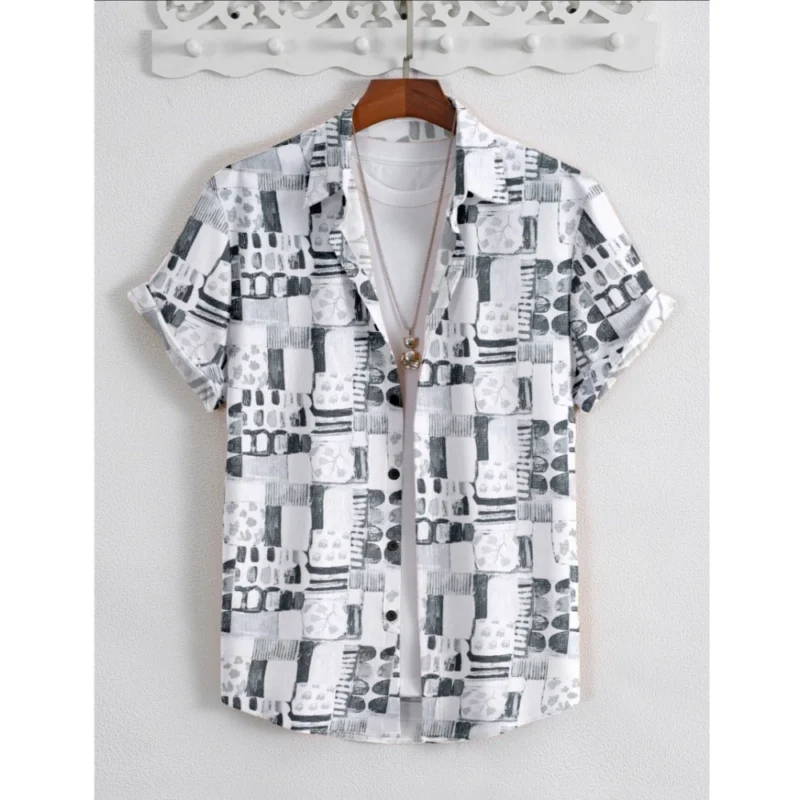 Generic Men's Popcon Lycra Printed Half Sleeve Shirt (Black)