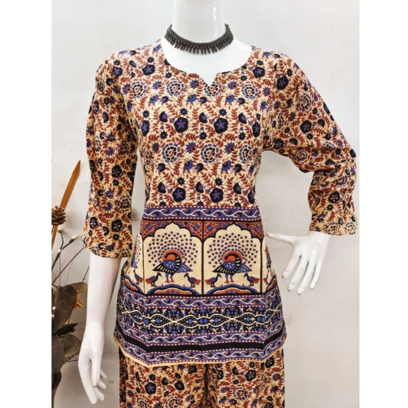 Generic Women's Cotton Jaipuri Printed 3-4th Sleeve Co ord Set (Multicolor) - Image 3