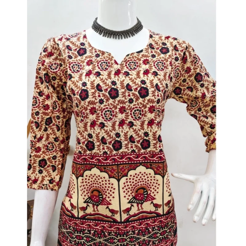 Generic Women's Cotton Jaipuri Printed 3-4th Sleeve Co ord Set (Multicolor) - Image 4