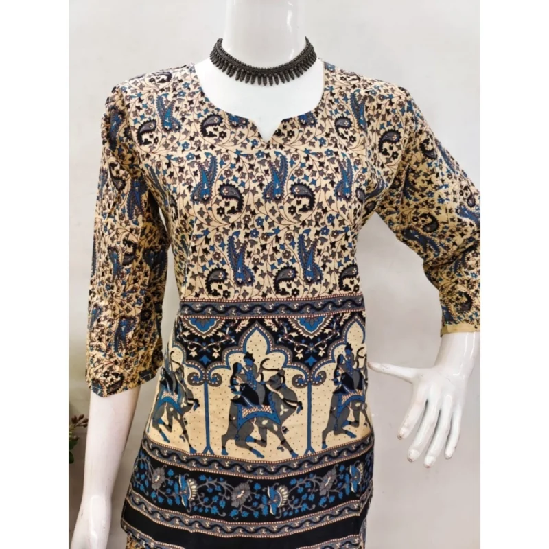 Generic Women's Cotton Jaipuri Printed 3-4th Sleeve Co ord Set (Multicolor) - Image 4