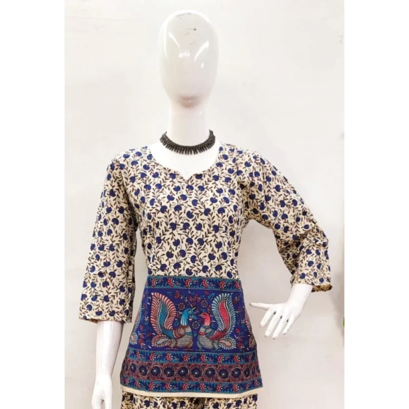 Generic Women's Cotton Jaipuri Printed 3-4th Sleeve Co ord Set (Multicolor) - Image 3