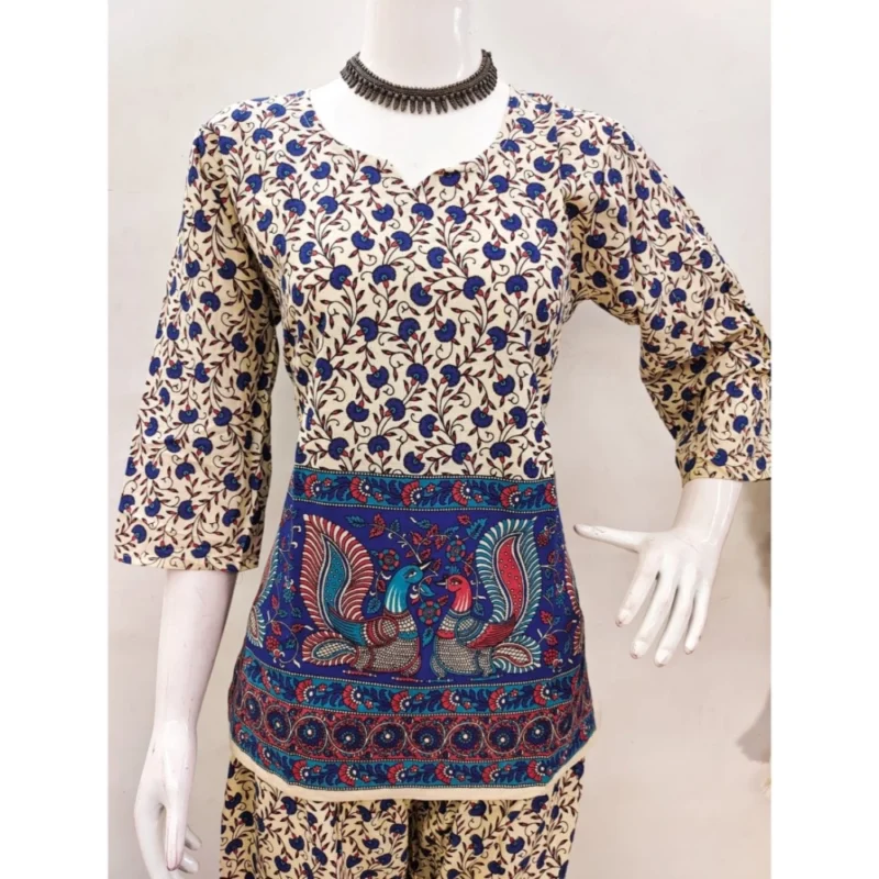 Generic Women's Cotton Jaipuri Printed 3-4th Sleeve Co ord Set (Multicolor) - Image 4