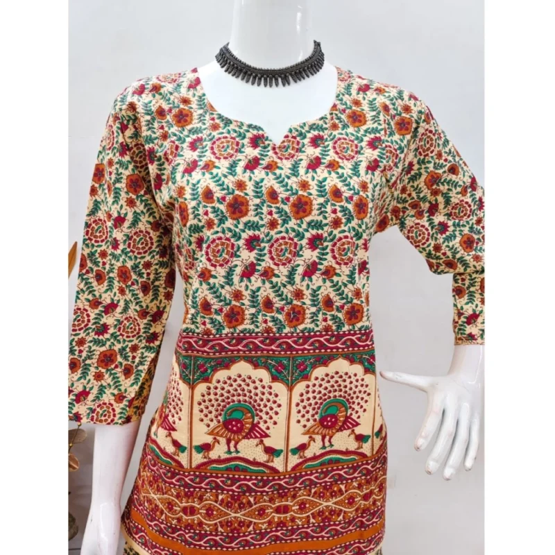 Generic Women's Cotton Jaipuri Printed 3-4th Sleeve Co ord Set (Multicolor) - Image 4