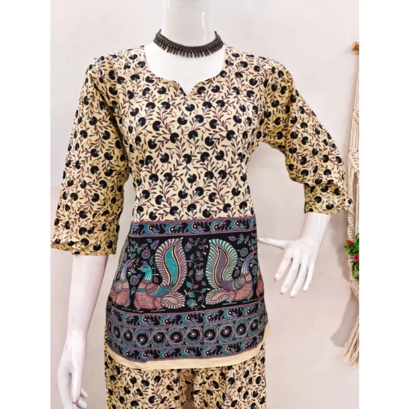 Generic Women's Cotton Jaipuri Printed 3-4th Sleeve Co ord Set (Multicolor) - Image 4