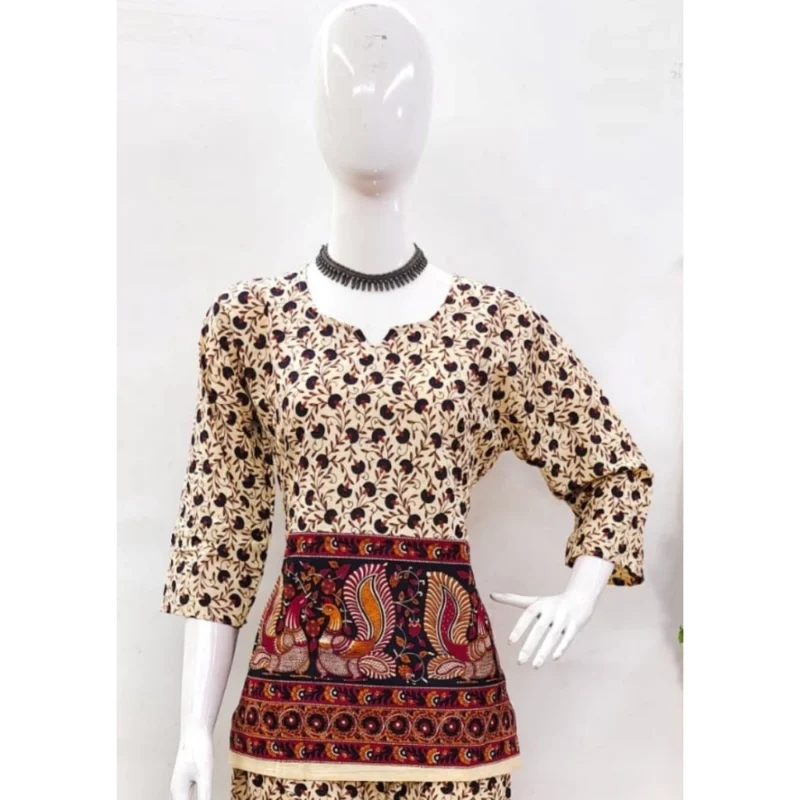 Generic Women's Cotton Jaipuri Printed 3-4th Sleeve Co ord Set (Multicolor) - Image 3