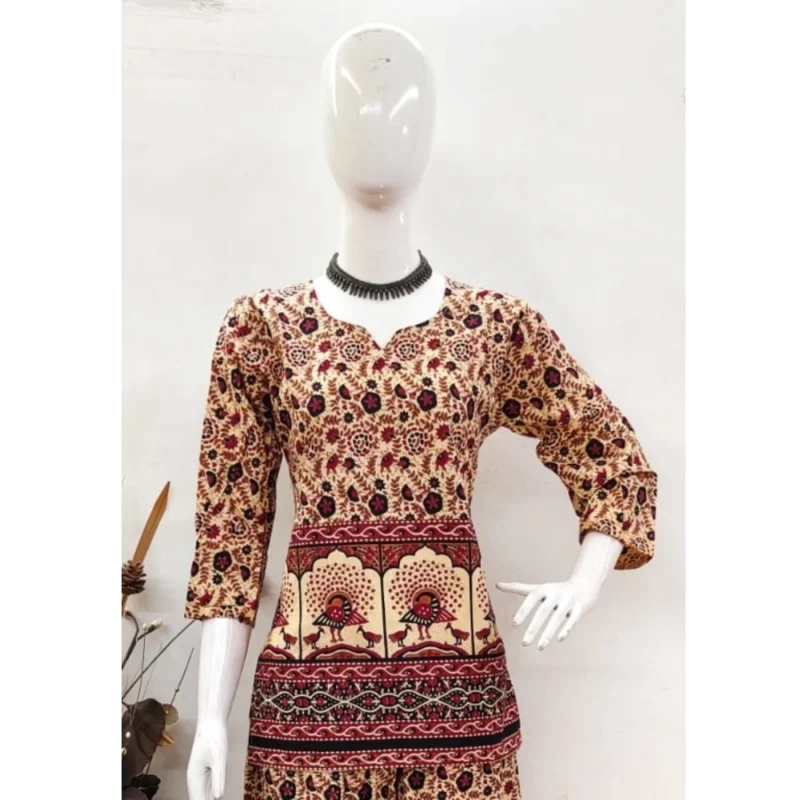 Generic Women's Cotton Jaipuri Printed 3-4th Sleeve Co ord Set (Multicolor) - Image 3