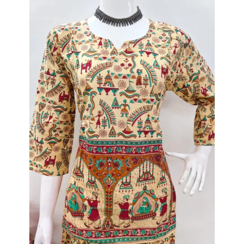 Generic Women's Cotton Jaipuri Printed 3-4th Sleeve Co ord Set (Multicolor) - Image 4
