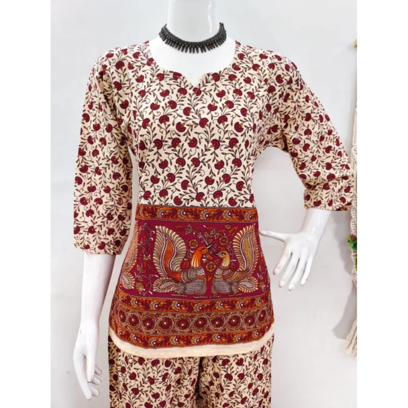 Generic Women's Cotton Jaipuri Printed 3-4th Sleeve Co ord Set (Multicolor) - Image 4