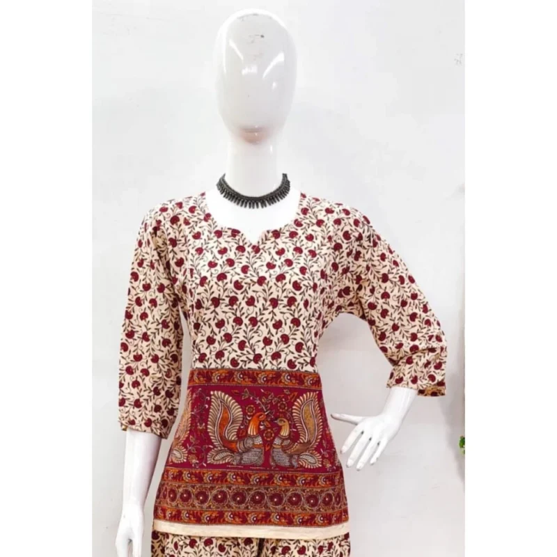 Generic Women's Cotton Jaipuri Printed 3-4th Sleeve Co ord Set (Multicolor) - Image 3