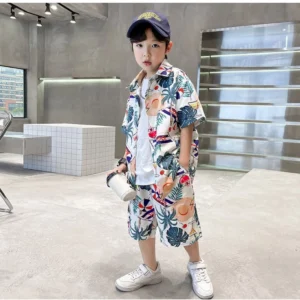 Generic Kid's Lycra Printed Casual wear Shirt And Shorts Set (Multicolor)