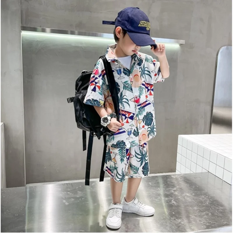 Generic Kid's Lycra Printed Casual wear Shirt And Shorts Set (Multicolor) - Image 3