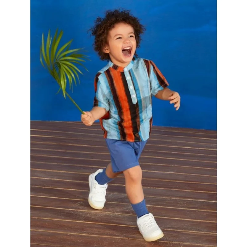 Generic Kid's Lycra Printed Casual wear Shirt And Shorts Set (SkyBlue)